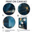 Orange, bleu, hiver, clair de lune, entrepôt, chateau, chateaux, salon, art mural-739068268-739068279