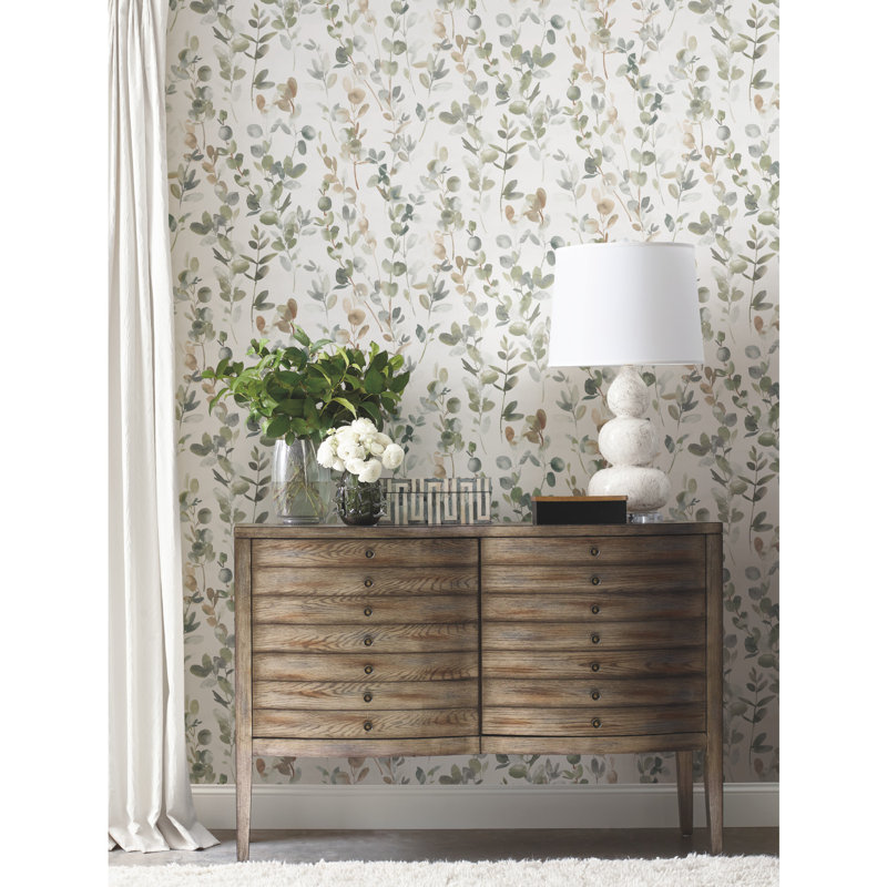 Floral Peel & Stick Wallpaper Roll, Green