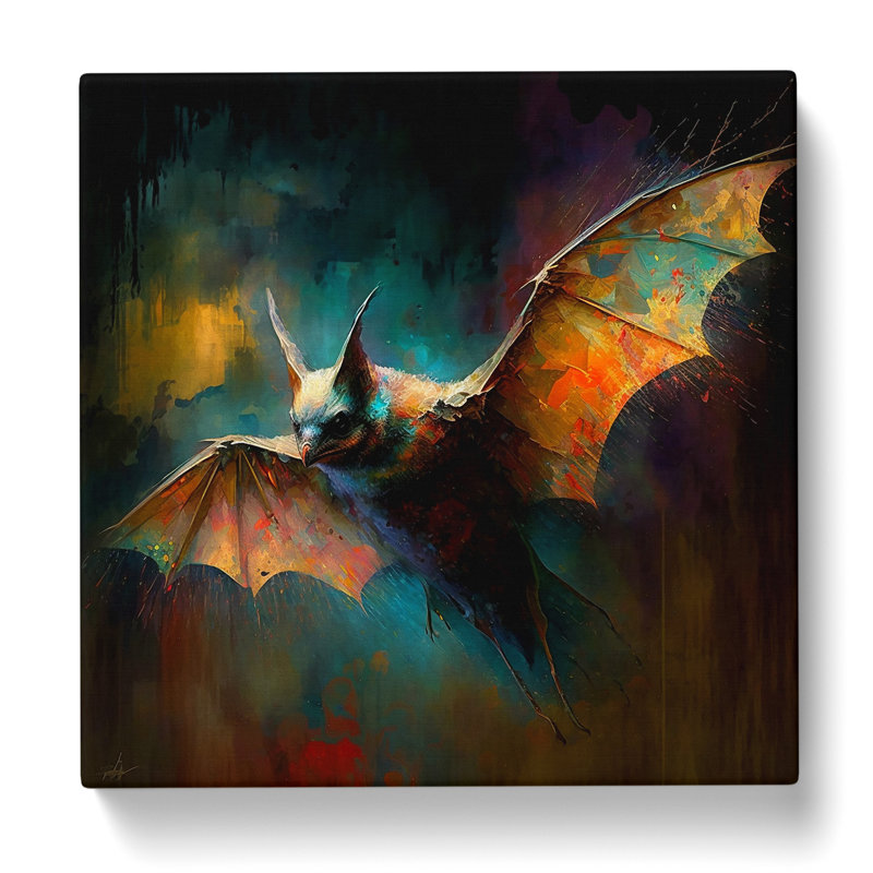 Bat Impressionism - Wrapped Canvas - Framed Print, 35cm H x 35cm W x 3cm D