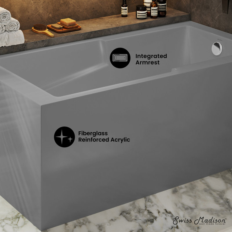 Baignoire de coin Claire, Gris mat, Oui