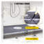 Ensemble de bac à douche imperméable 38 po x 60 po avec bride de collage en PVC et grille en acier inoxydable - Système complet de base incurvée pour la rénovation de salle de bain