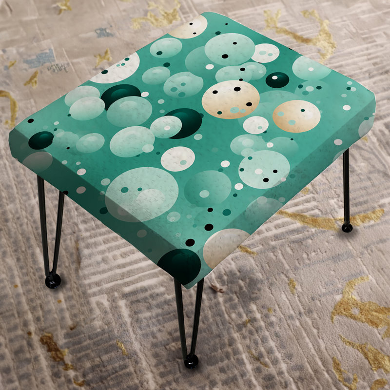 Coastal Tranquility Polka Dots Pattern - Polka Dots Rectangle Ottoman