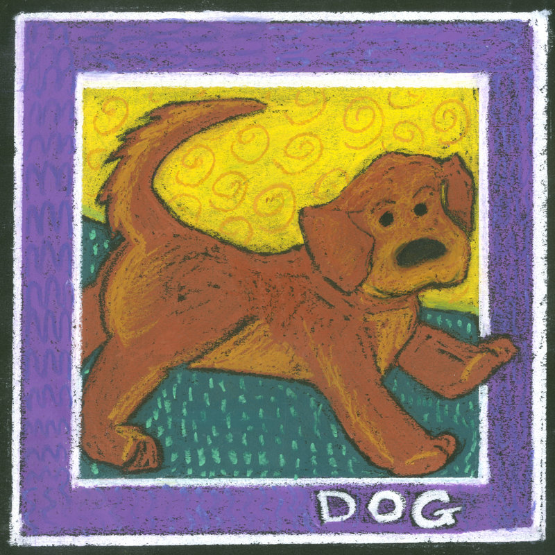 Whimsical Dog - Wrapped Canvas Painting, 30cm H x 30cm W x 3.8cm D