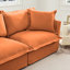 Confortable, simple, fauteuil orange, chenille, coussins à dossier large, structure en bois, cadre à installation rapide, assemblage
