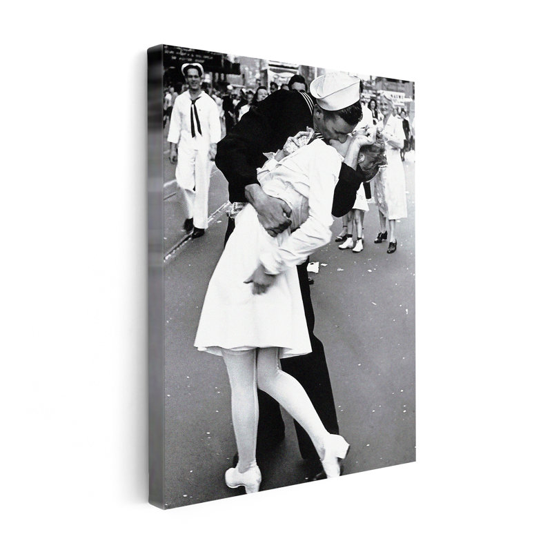 V-J Day Kiss, Poster, 18"H x 24"W, Brown Framed