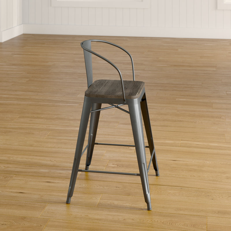 Kreig Solid Wood 25.5" Counter Stool, Gray