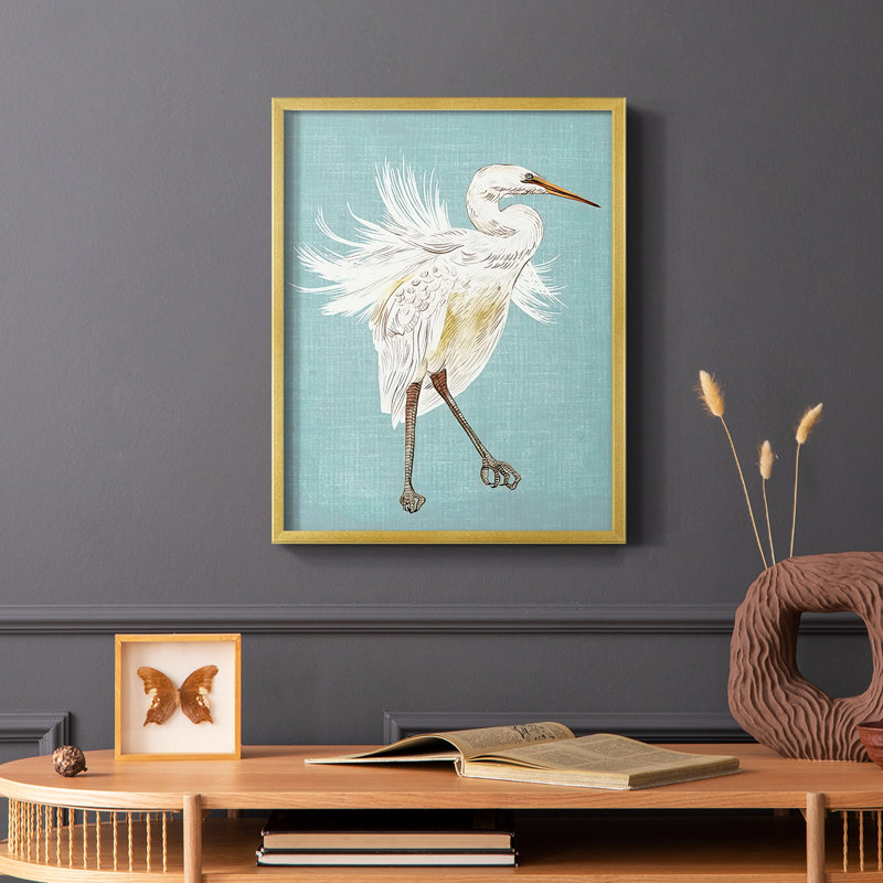 Heron Plumage III, reproduction encadrée - bois massif, H 28 po x l 22 po