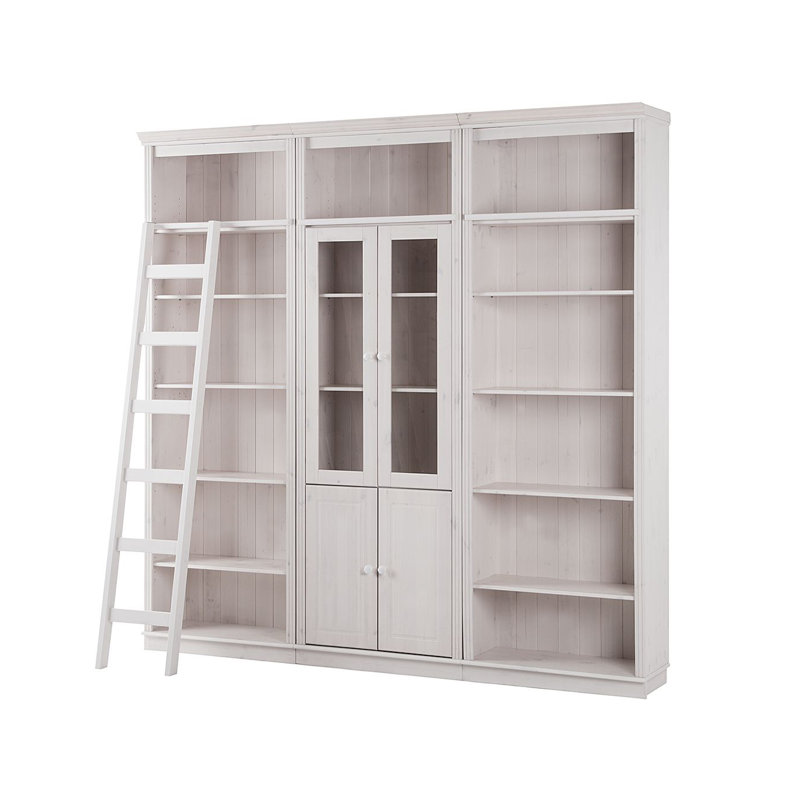 Dellene 223cm H x 222cm W Library Bookcase, White