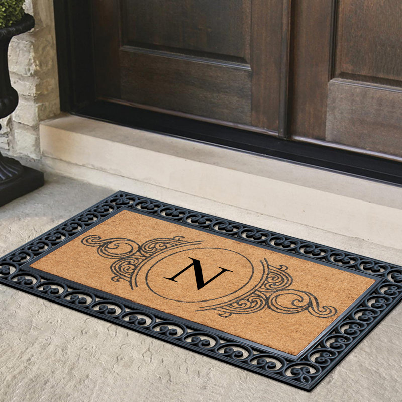 Tapis de porte d'extérieur antidérapant Gisela 48 po x 30 po, N