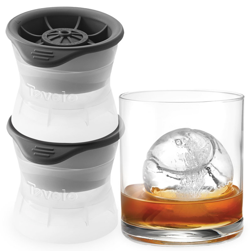 Ensemble de 2 grandes sphères artisanales pour cocktails et boissons, gris anthracite Tovolo