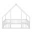 Lit de plancher en bois en forme de maison avec clôture, garde-corps-118009517
