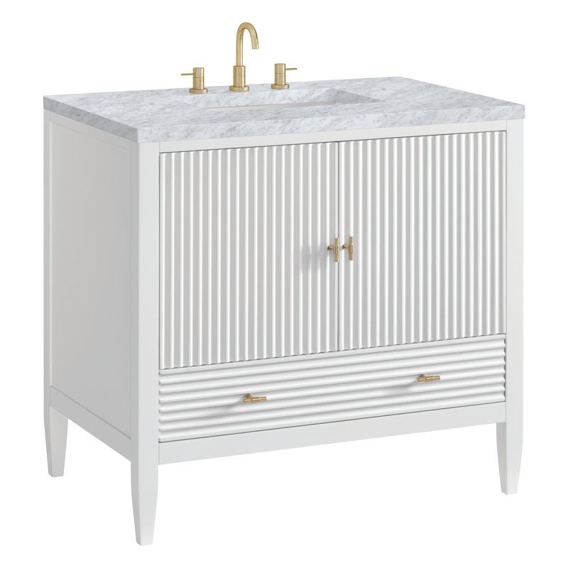 Myrrin 36'' W Single Vanity, Carrara White, Bright White, 8" Widespread