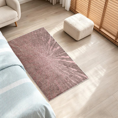 Tapis d'intérieur doré brillant à motif de quartz rose lavable à la machine