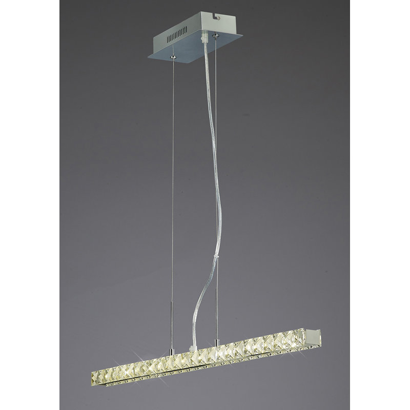 1 - Light Polished Chrome LED Crystal Pendant, Gold