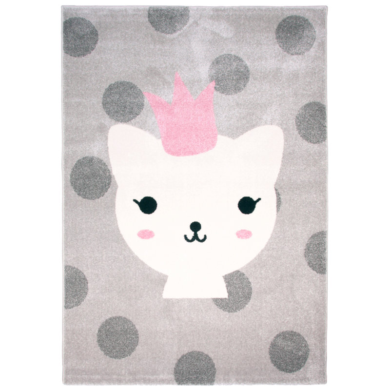 Calvin Polka Polypropylene Grey/White Indoor Rug