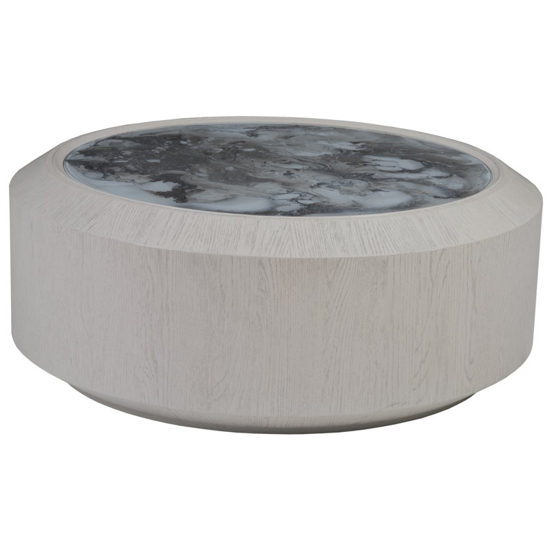 Gray Round White Oak Contemporary Cocktail Table