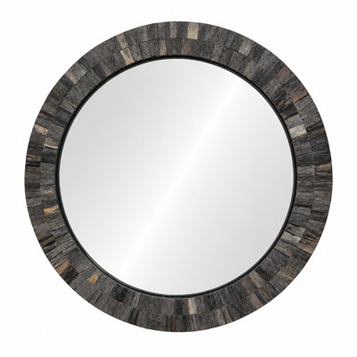 Gray Bone Round Mirror