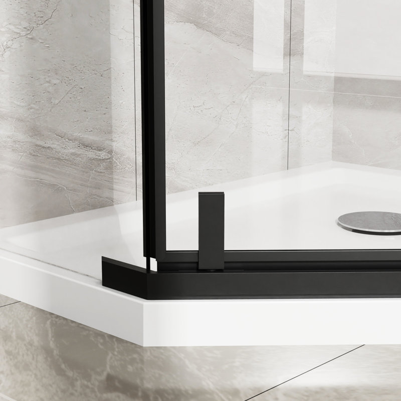 36 In.d X In.w 72 In.h -angle Shower - Matte Black, Clear Tempered Glass, 304 Stainless Steel Button Head Screws Space Door 36"x36"x72" With Glass And Black Finish, Hardware