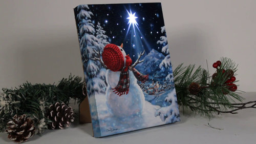 The Holiday Aisle® Mini Lighted Easel Back Canvas 8x6 - Front