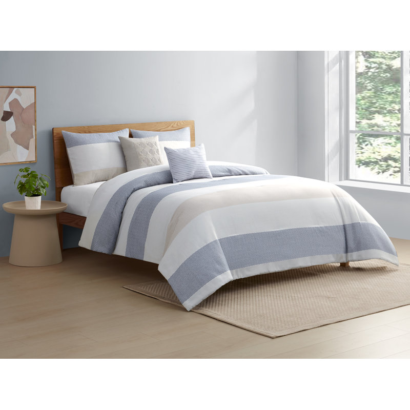 Atticus 5 Piece Comforter Set, Queen Comforter + 2 Shams + 2 Throw Pillows