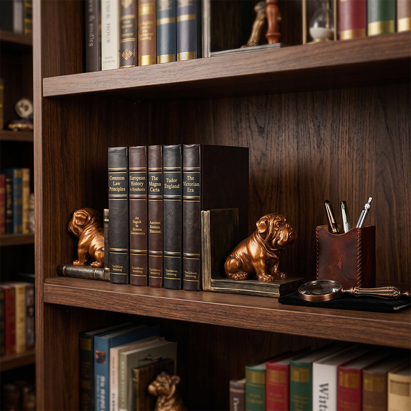 Ensemble de 2 serre-livres en résine Shar Pei en bronze antique, Gold