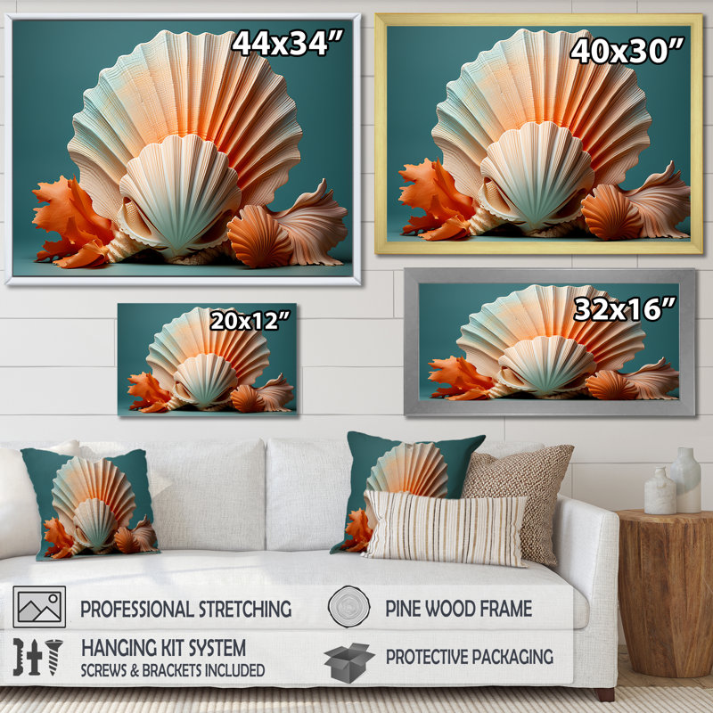 Opulente coquille symbolique II, Cadre simple noir, H 16 po x l 32 po x P 1 po