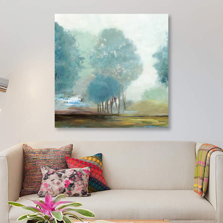 « bleuet hill i, square », impression sur toile, H 26 po x l 26 po x P 1,5 po, Toile tendue, Pas de tapis