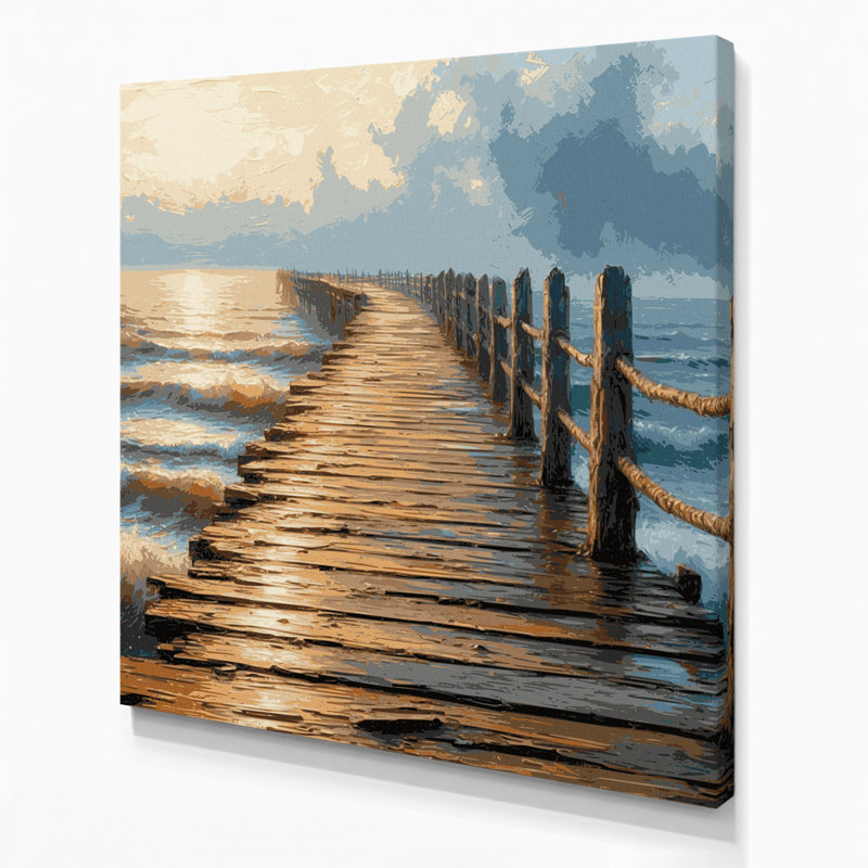 Art mural sur toile, "Nautical Boardwalks" beige, H 16 po x l 16 po