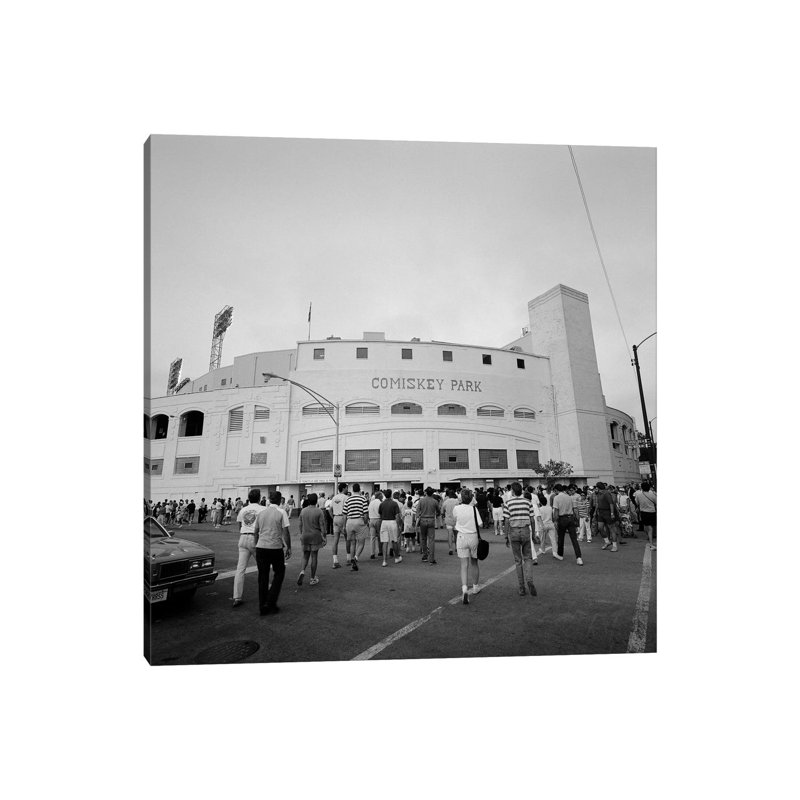 Spectators In Front Of A Baseball Stadium, Comiskey Park Chicago, IL - Wrapped Canvas Print, 30.48 cm H x 30.48 cm W
