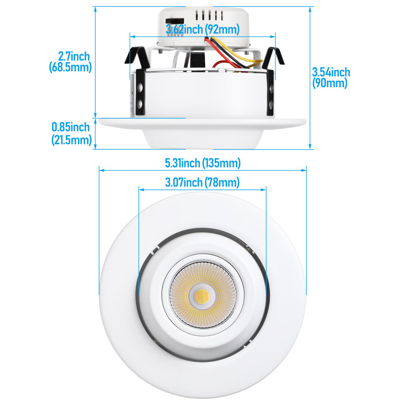 4'' Selectable Color Temperature Dimmable LED Retrofit Recessed Lighting Kit