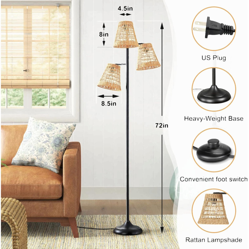 Industrial Black Metal Tree LED Floor Lamp