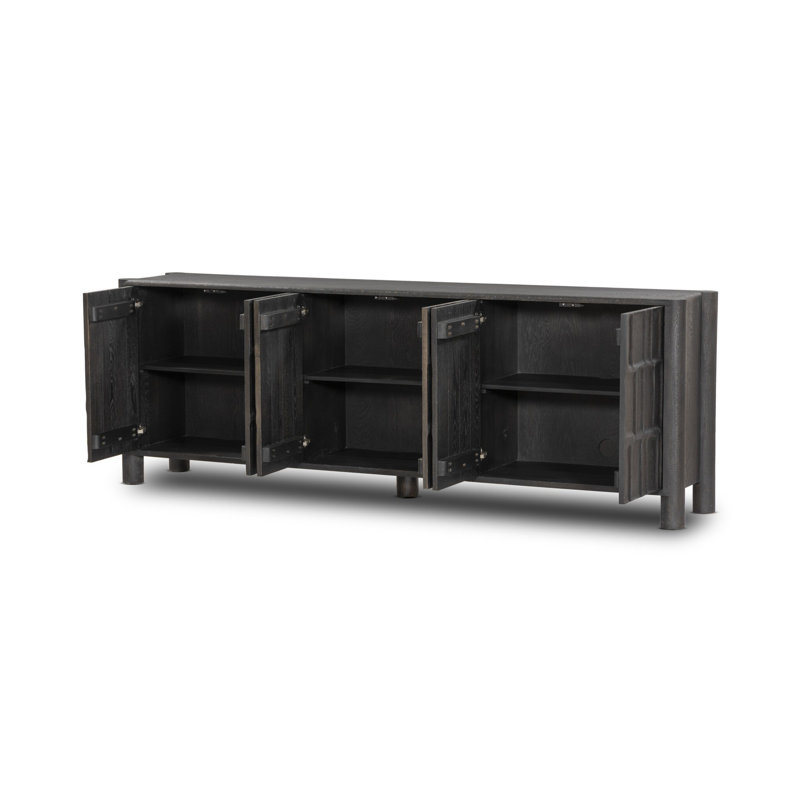 Ezri 98'' W Solid Wood Sideboard, Black