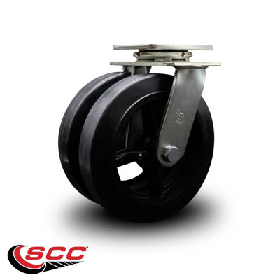 8 Inch Dual Rubber on Steel Wheels Swivel Caster with Ball Bearing SCC