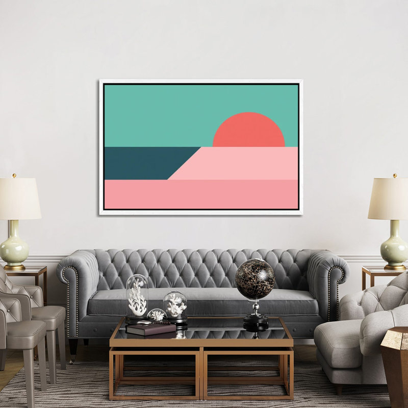 Print on Canvas, 152.5 cm H x 101.5 cm W, Silver/White/Orange, White Framed