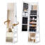 Mirror Jewellery Cabinet, Standing Jewellery Organiser with 360° Rotating Base, Full Length Lockable Mirror, Large 4-Tier Storage Compartments, 4-in-1 Multifunctional, White 