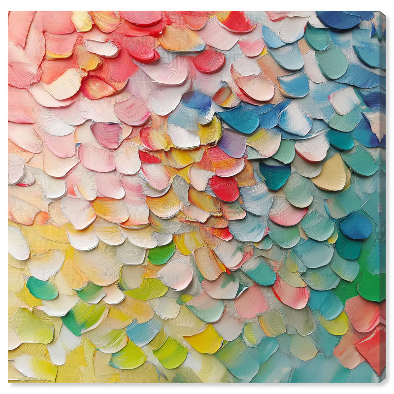 Art abstrait moderne sur toile avec motifs de poissons colorés II par Art Remedy, H 12 po x l 12 po x P 1,5 po, Toile tendue