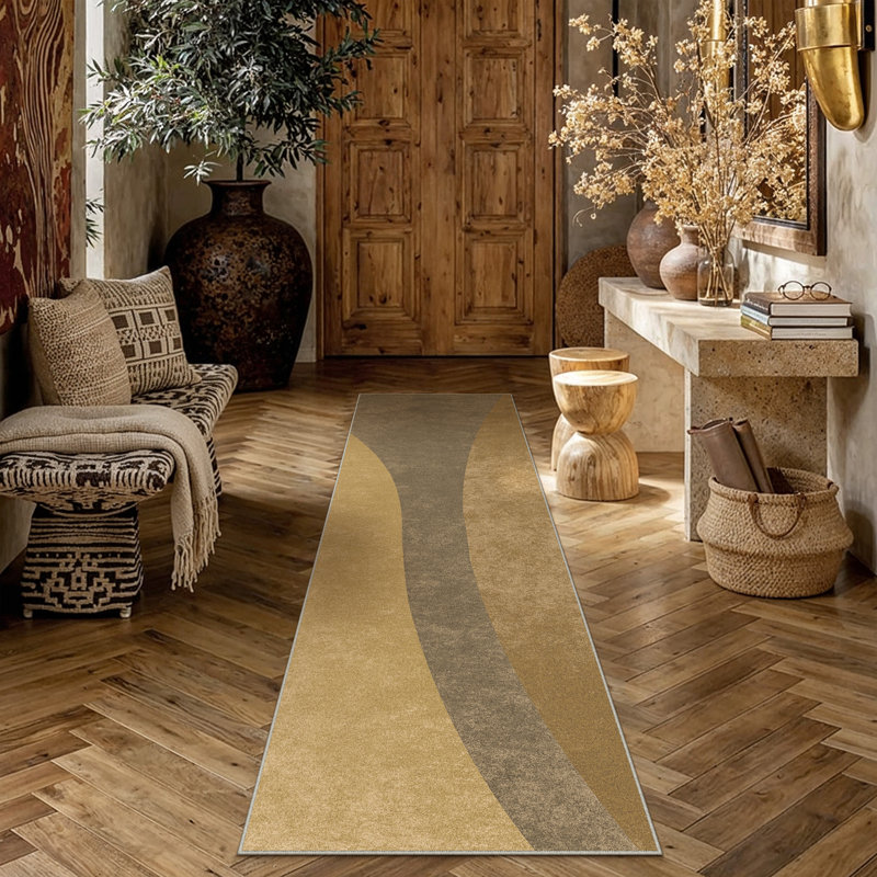 Modern Abstract Washable Area Rug With Non-Slip Backing, Runner 2' x 8'