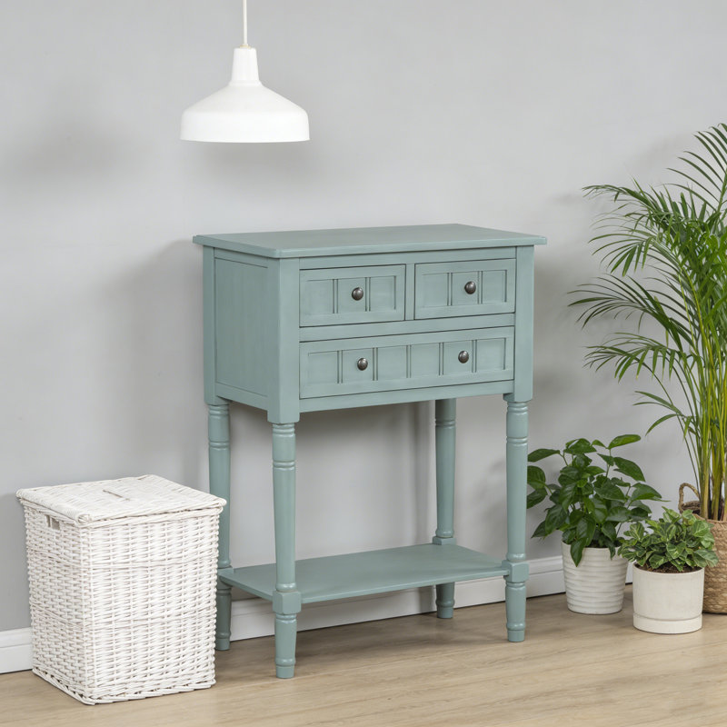 Console étroite avec rangement - 3 tiroirs et tablette inférieure pour le vestibule, H 31,4 po x l 23,7 po x P 13 po