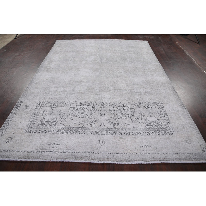 One-of-a-Kind 6'6" X 9'4" 1960s Wool Area Rug in Grey