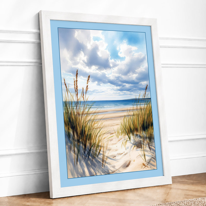 Quiet Shore Coastal - Framed Print, A4 - 29.7 x 21.0 cm, White