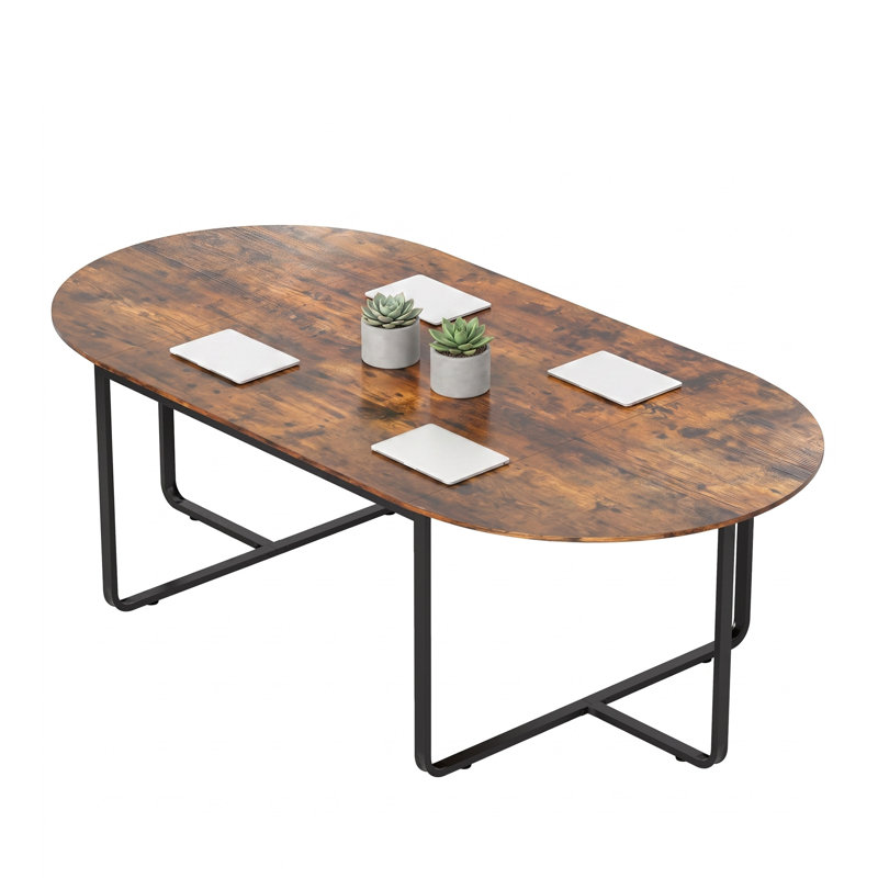 Table de conférence brun rustique 95 po avec gestion des câbles pour salle de conférence