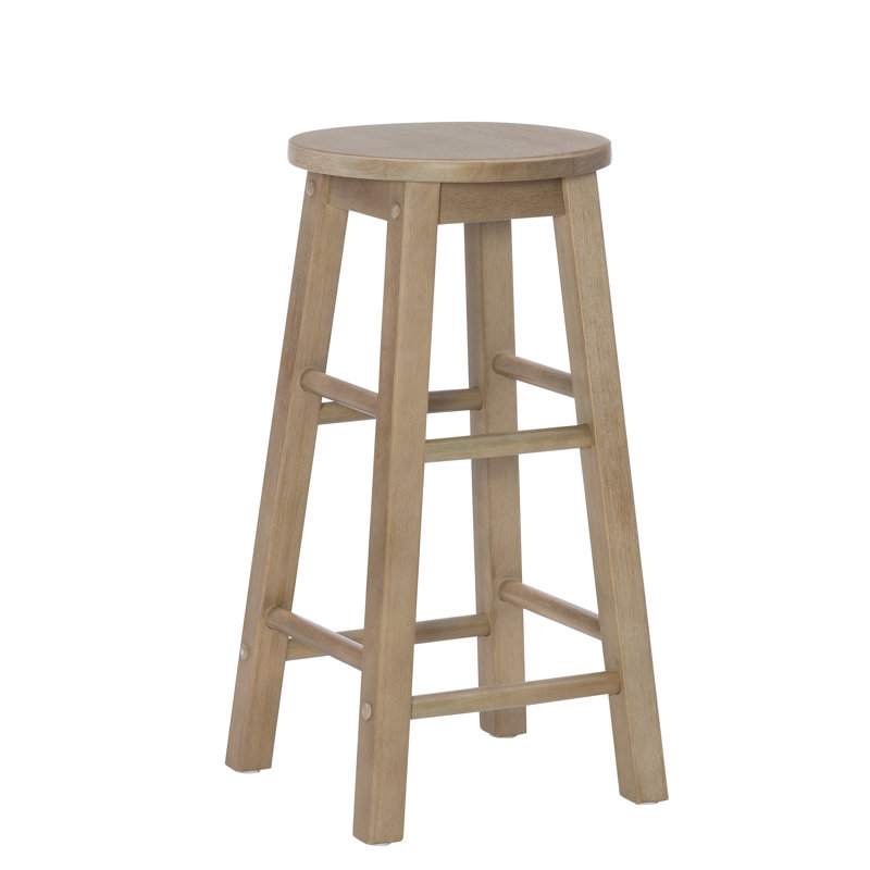 Tabouret de bar / comptoir en bois massif Bernistine, Tabouret de comptoir (siège d'une hauteur de 24 p, Gris délavé