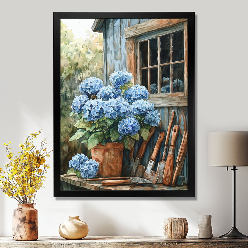 Eberly - Floral Wall Art, H 32 po x l 16 po, Noir, noir, noir, noir, Reproduction encadrée sans passe-partout