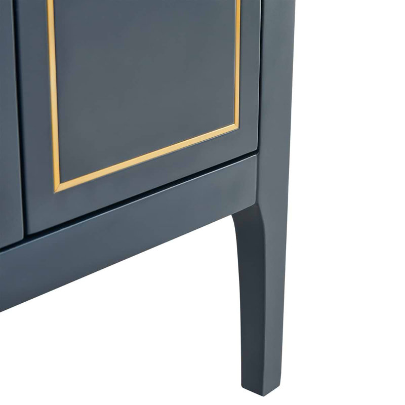 Province 24" Freestanding Standard Single Bathroom Vanity with Top, Navy/Gold, Gold Zinc Alloy