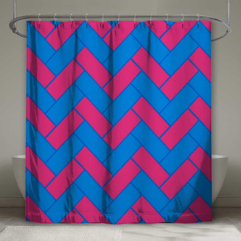 Rideaux de douche extra longs à chevrons bleus, 70in W x 72in H