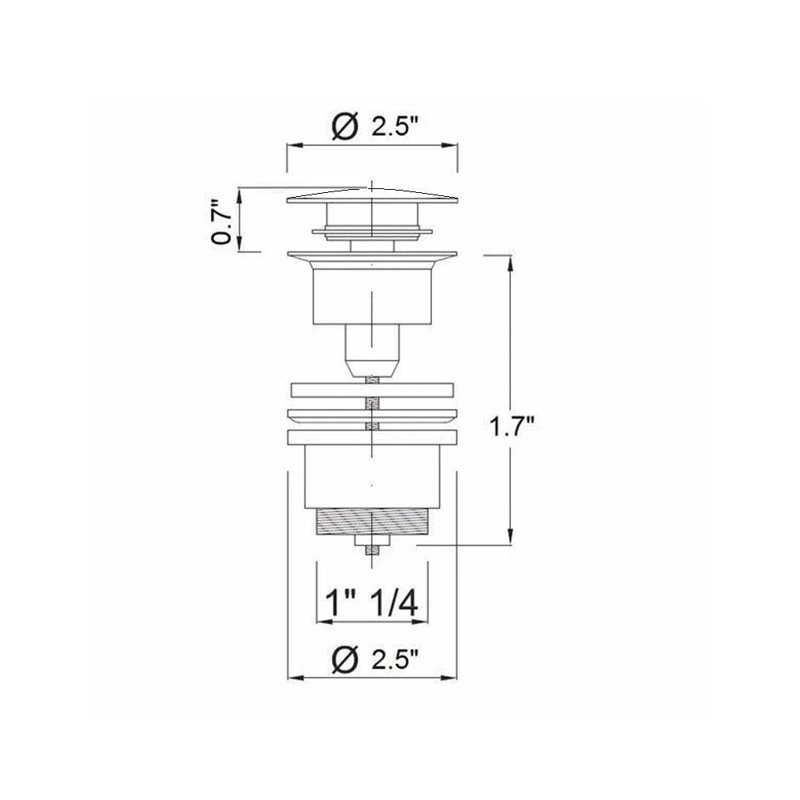 Universal Click-Clack Sink Drain - Drop-In - 2" Brass/Polished Nickel, Satin Brass