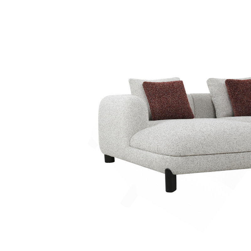 Canapé modulaire en tweed marron et beige Mardi avec 3 coussins Mardi