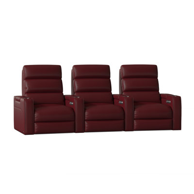 Upholstered Power Reclining Home Theater Seating with Cup Holder