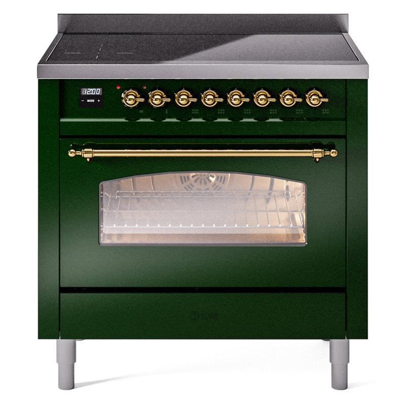 ILVE Nostalgie II 36 in Induction Range, Emerald Green/Brass