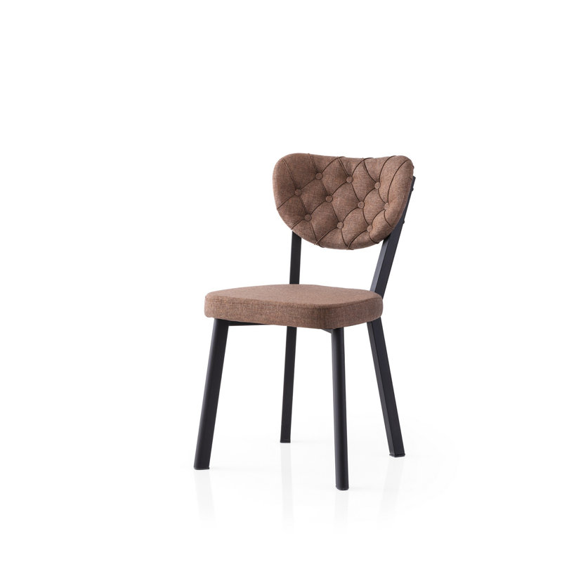 Ensemble de chaises modernes (2 pièces), noir et brun, 18,1 po x 33,9 po x 21,3 po | Structure 100% fer, siège en panneau de particules recouvert de mélamine, dossier en contreplaqué | Élégant et durable, parfait pour la salle à manger ou le bureau, capacité de 385 lb